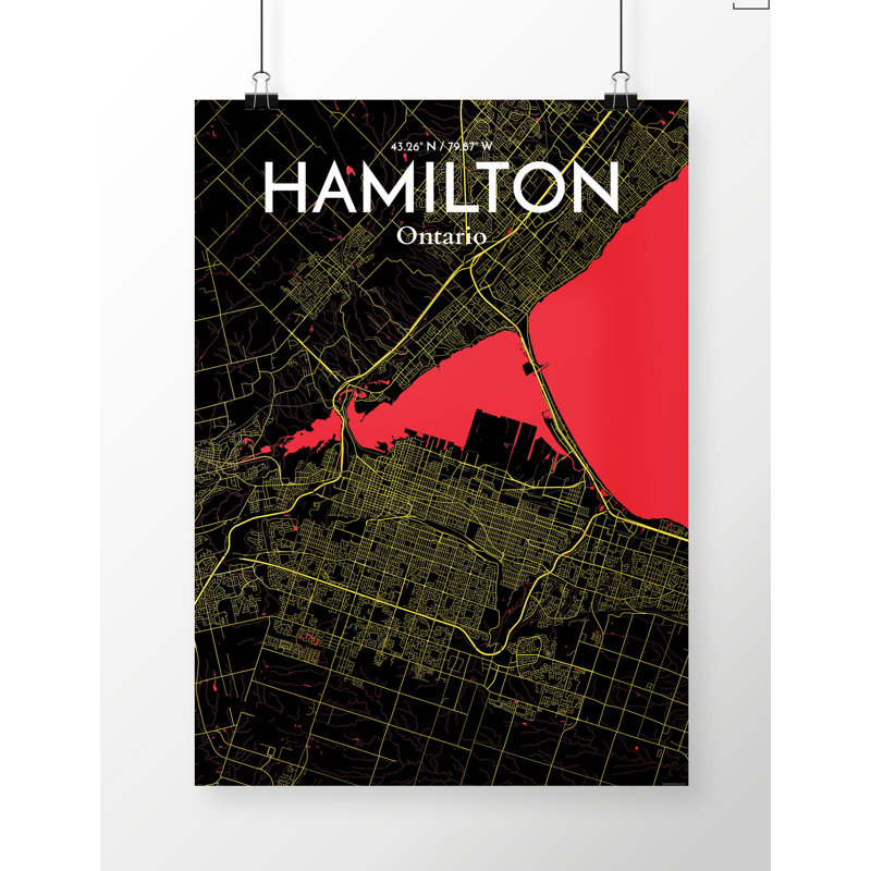 Hamilton City Map - No Frame Print, 43 cm H x 28 cm W