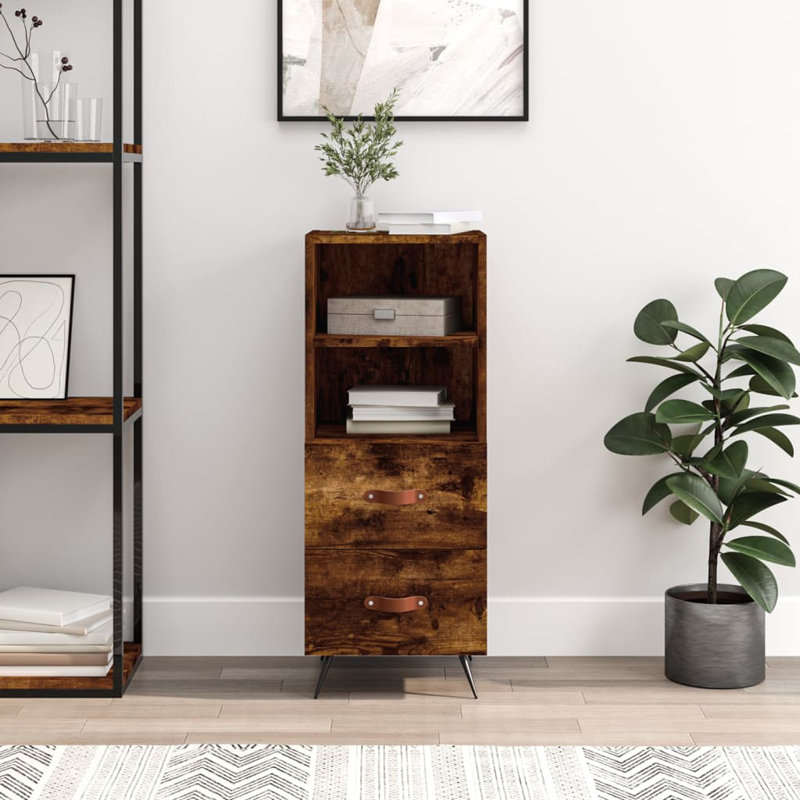Anaelle 34.5cm W 2 - Drawer Chest of Drawers, Smoked Oak