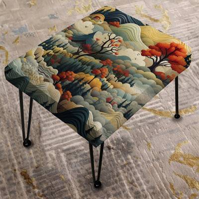 Earth Tones Dreamy Forest Landscape - Abstract Rectangle Ottoman
