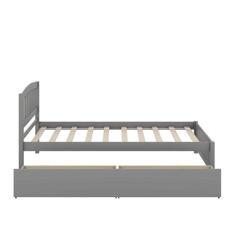 Lit plateforme simple avec 2 tiroirs et tête de lit, Gris