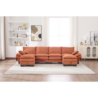 Nuage profond avec revêtement en velours côtelé, agencements multiples, idéal pour le salon et le siège modulaire, tissu, système de coussin à deux couches, appartement