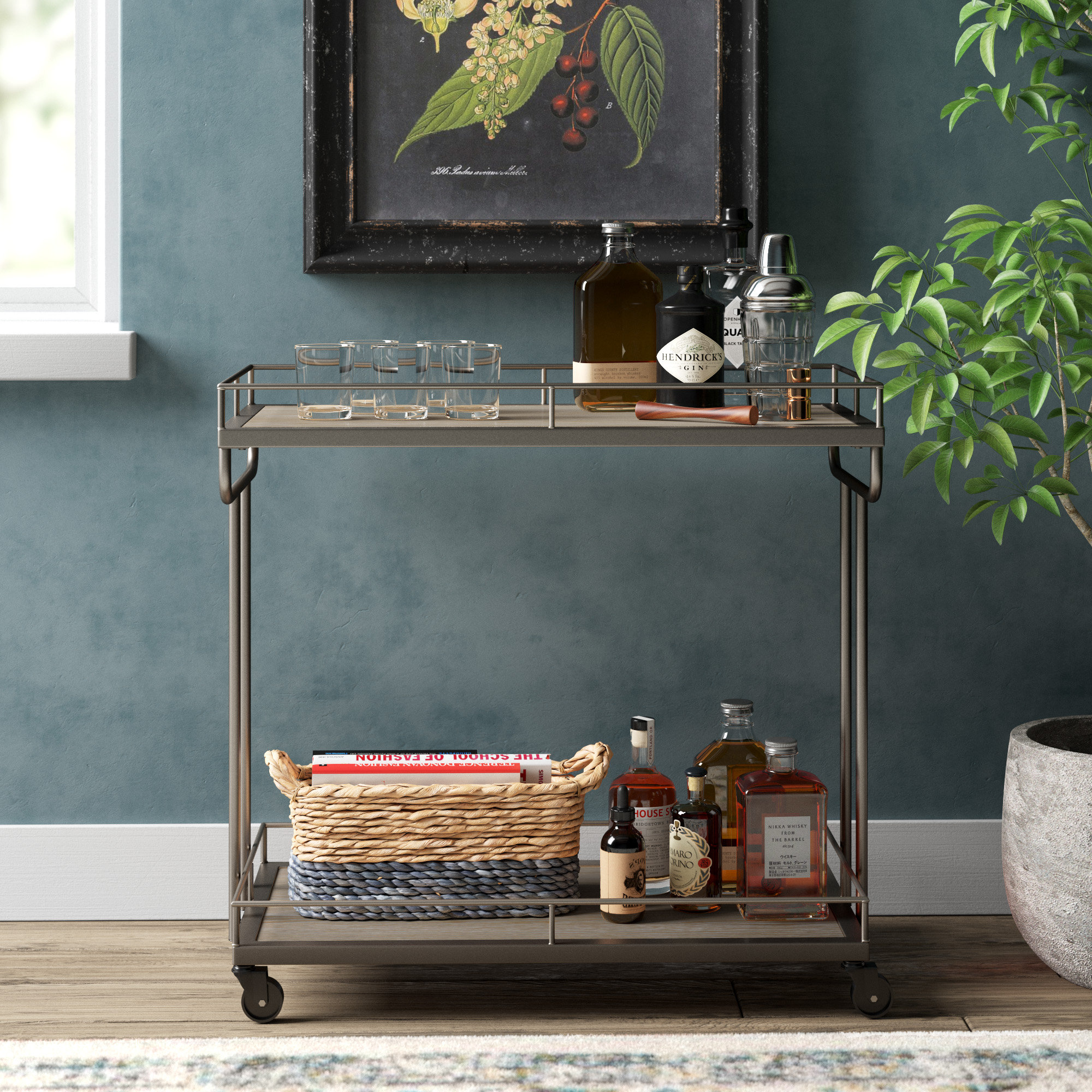 Gracie Oaks Evelee Bar Cart | Wayfair