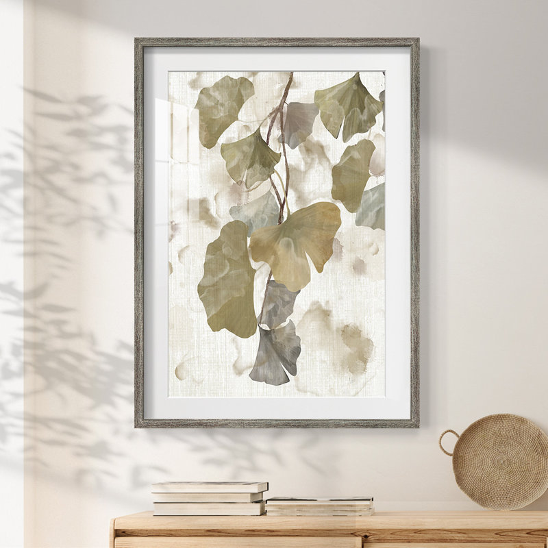 Ginkgo Accent I - impression encadrée, Vieilli, H 19,5 po x l 16,5 po