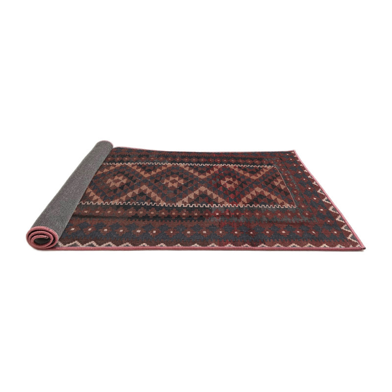 Tapis noir/noir foncé traditionnel Hassel, Rond 5 pi