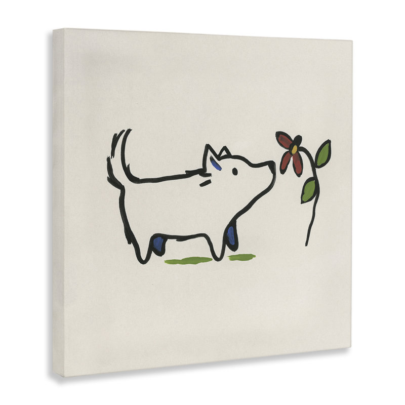 "Doodle Dog & Flower", art mural par June Erica Vess, H 30 po x l 30 po