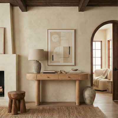 Bureau ovale en bois 2 tiroirs Gialana