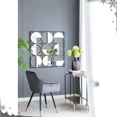 35.6" Metal Beaded Black Mirror, Transforming Your Home Into A Modern Masterpiece  bedroom, Living Room, Entryway Enhancing Bedroom, Room And Aesthetics