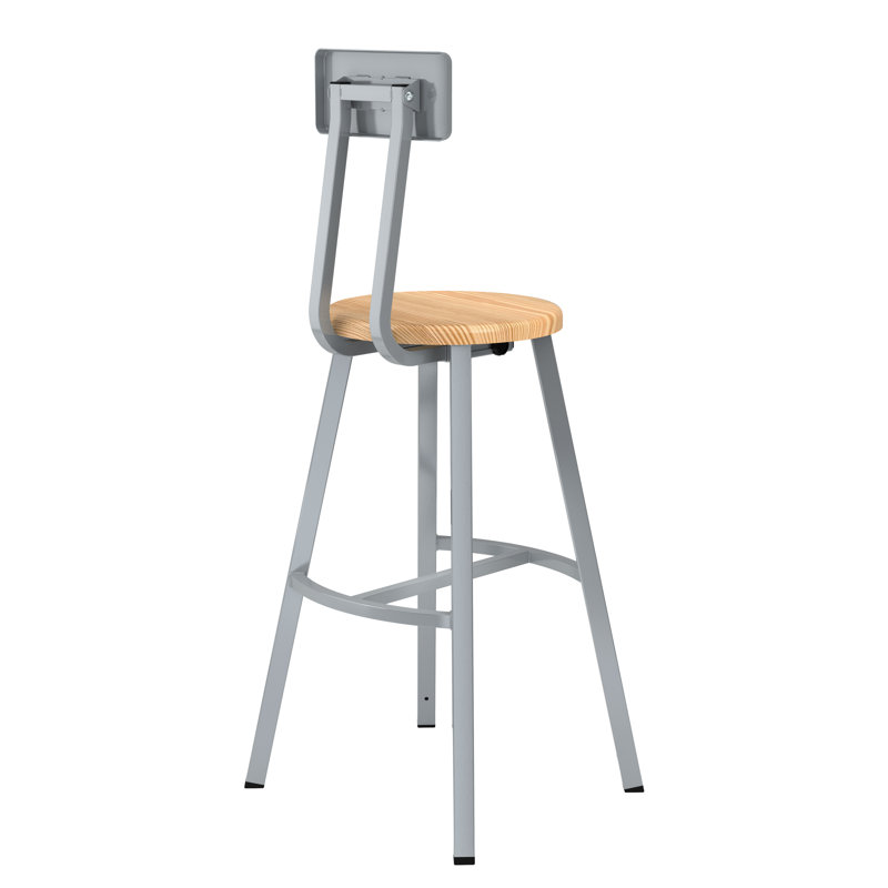 Tabouret industriel / de hauteur fixe avec dossier, H 30 po