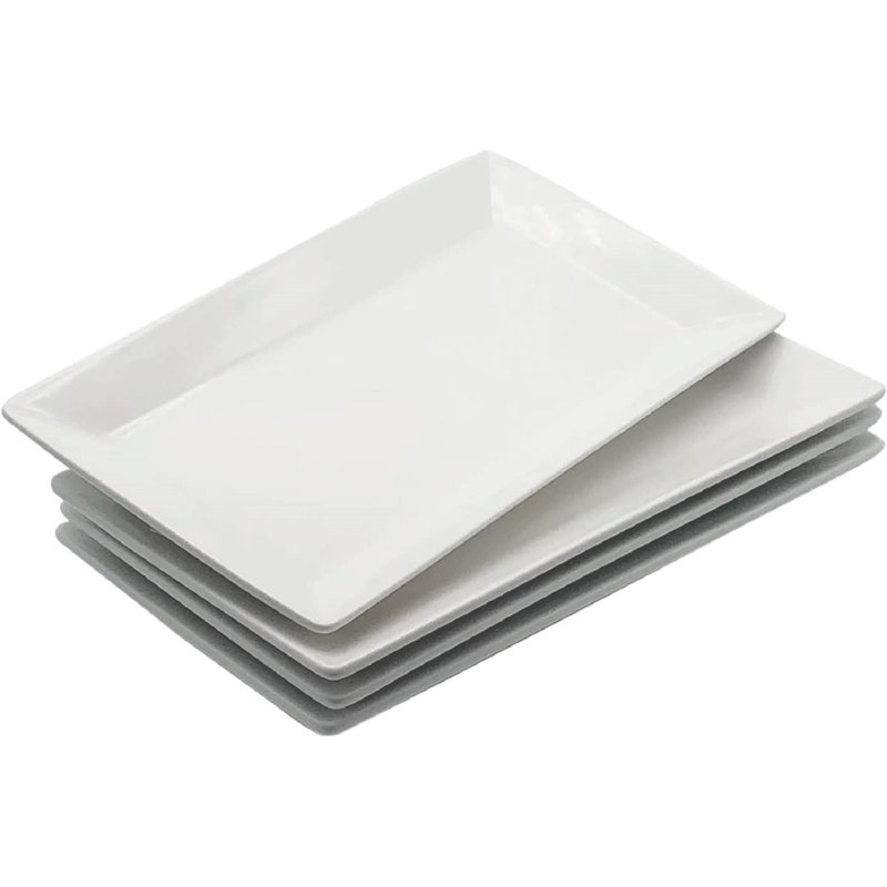 Furmaware 9.7" Rectangle White Ceramic Serving Plates