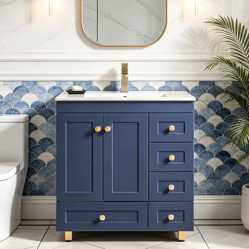 Meuble-lavabo simple 30 po avec plateau en céramique