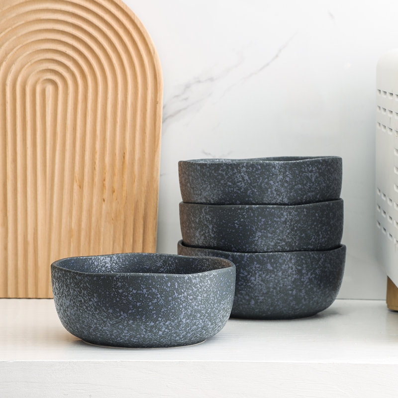 Stone Lain Tom 4-Piece Bowl Set Stoneware, Gray