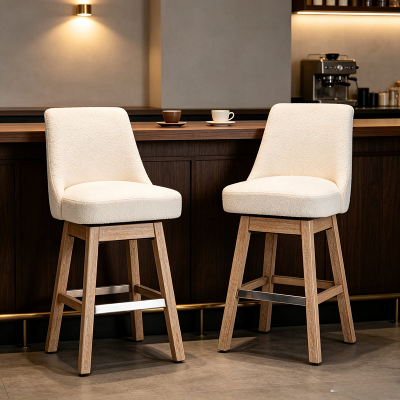 Tabourets de bar pivotants à 360 °, tabourets de bar rembourrés modernes en tissu Boucle