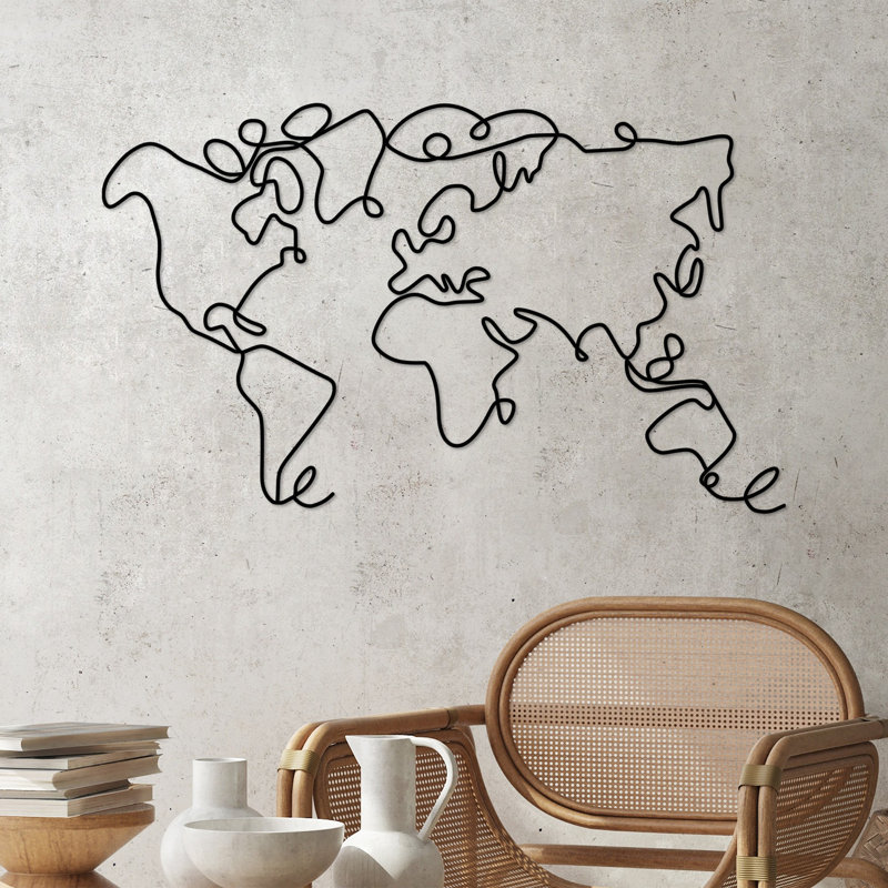 Accessoire mural élégant en métal, finition noire, 47,2 po x 27,6 po x 0,6 po | Fabrication 100% métal, épaisseur: 0,08 pouce | Conception légère à 1,5 lb | Parfait pour la décoration intérieure et les intérieurs modernes