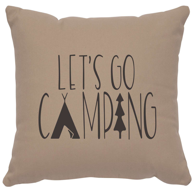 Coussin Wooded River Image - Go Camping - Coton taupe, Taupe