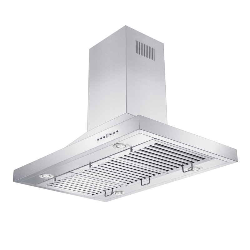 36" 400 CFM Convertible Island Range Hood, Stainless Steel, 36" W