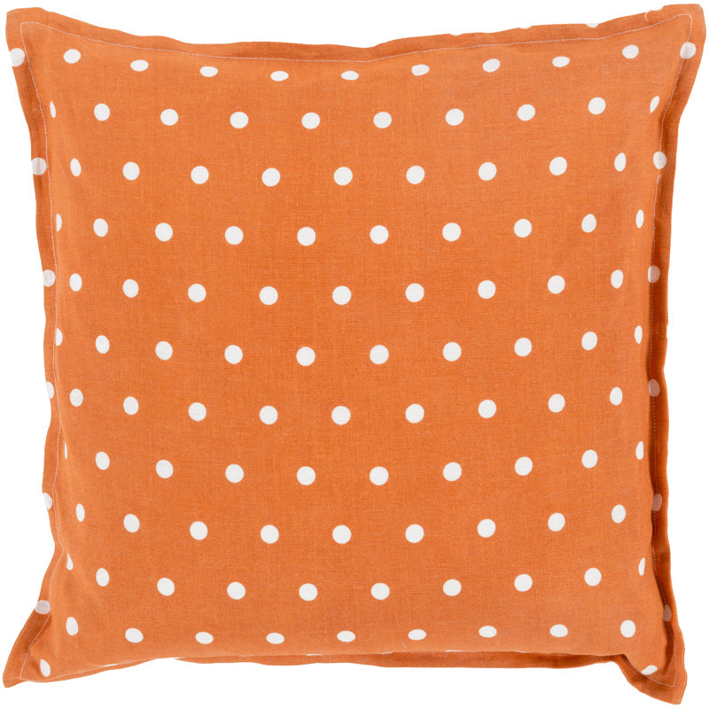 Polka Dots Throw Pillow, 22" H x 22" W x 4" D, Burnt Orange
