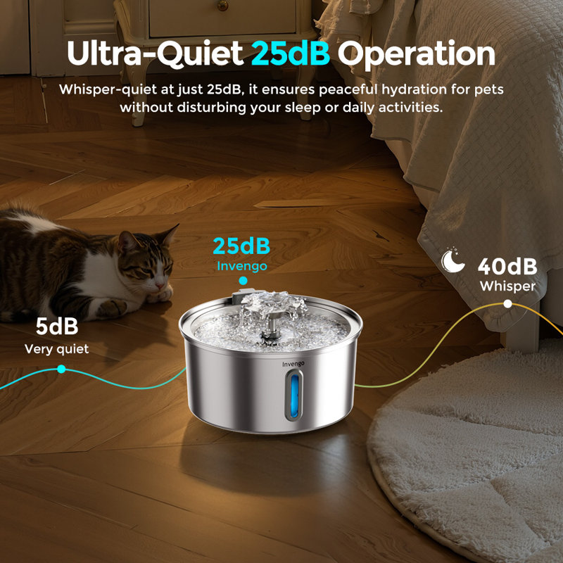 Filtre à eau automatique automatique en acier inoxydable pour chat 3,2 L / 108 oz
