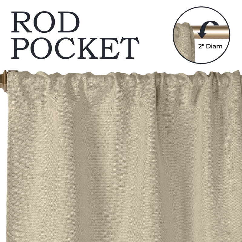 Modern Linen Inspired Classic Solid 100% Polyester Room Darkening Curtain Panel, Frosted Almond, Grommet 42" W x 96" L