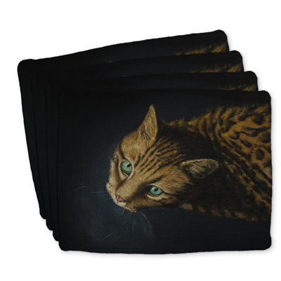 Bengal Cat Braided Polyester Placemats Set of 4 - Home Decor