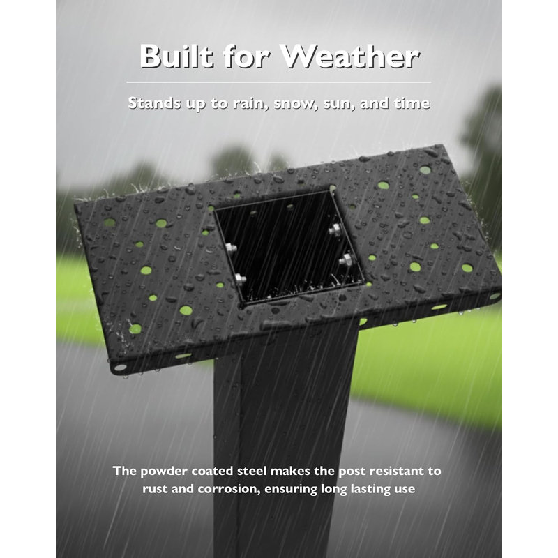 43x4x4 Inch Heavy Duty Metal Mailbox Post Sleeve with 2 Universal Brackets for Curbside Residential Mailbox