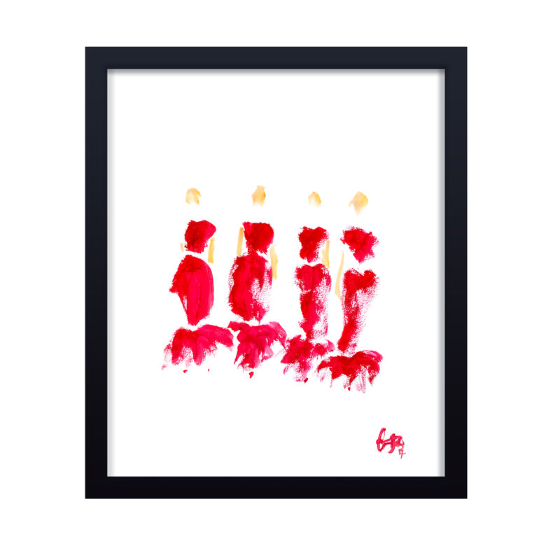 «Classic Elegance Red Tulle» par Chauncey Jacks - œuvre d'art encadrée, H 16 po x l 12 po x P 1 po, Framed Print, Black