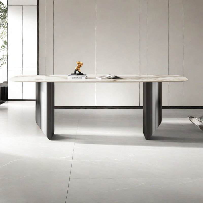 Emaje Light luxury modern simple dining table, 29.5"H x 78.7"L x 35.4"W