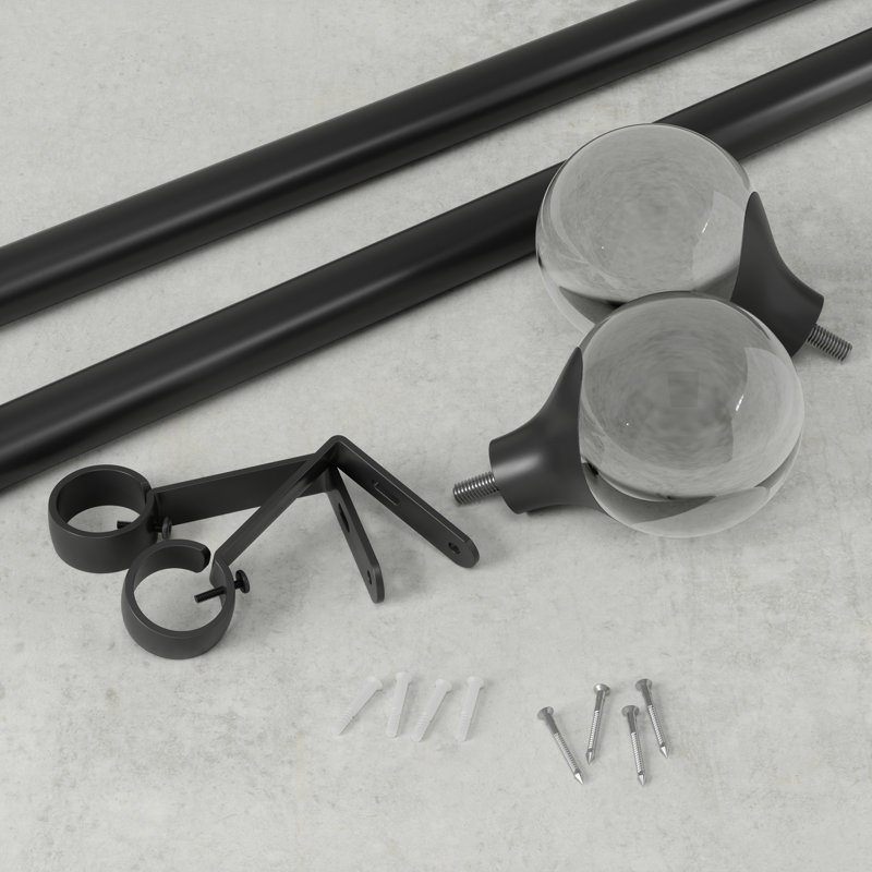 Matte Black Adjustable Steel Single Curtain Rod