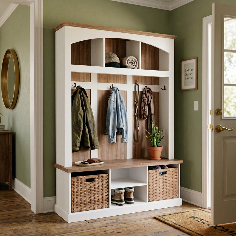 47.2'' W Hall Tree With Bench And Basket
