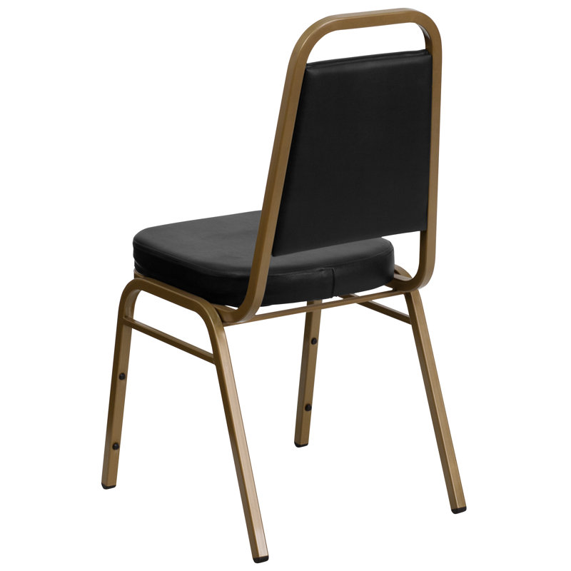 Black Vinyl and Gold Frame Stacking Banquet Chairs