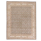 Hand Knotted Wool Oriental Area Rug in Green And Beige