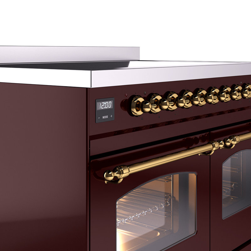 ILVE Nostalgie II 40 in Induction Range, Burgundy/Brass