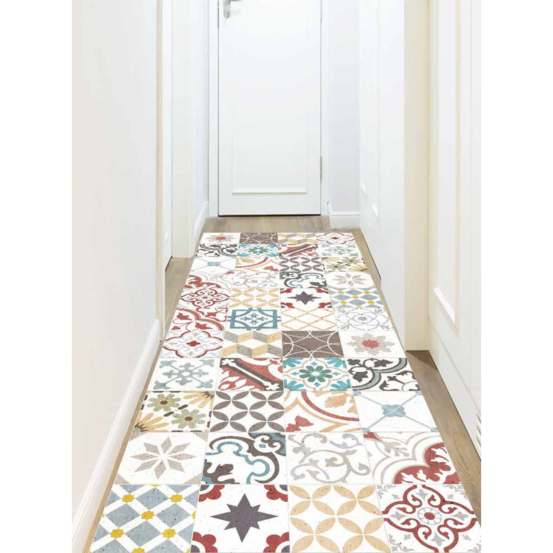 Ruot Vinyl Machine Printed Area Rug, Runner 80 x 300cm