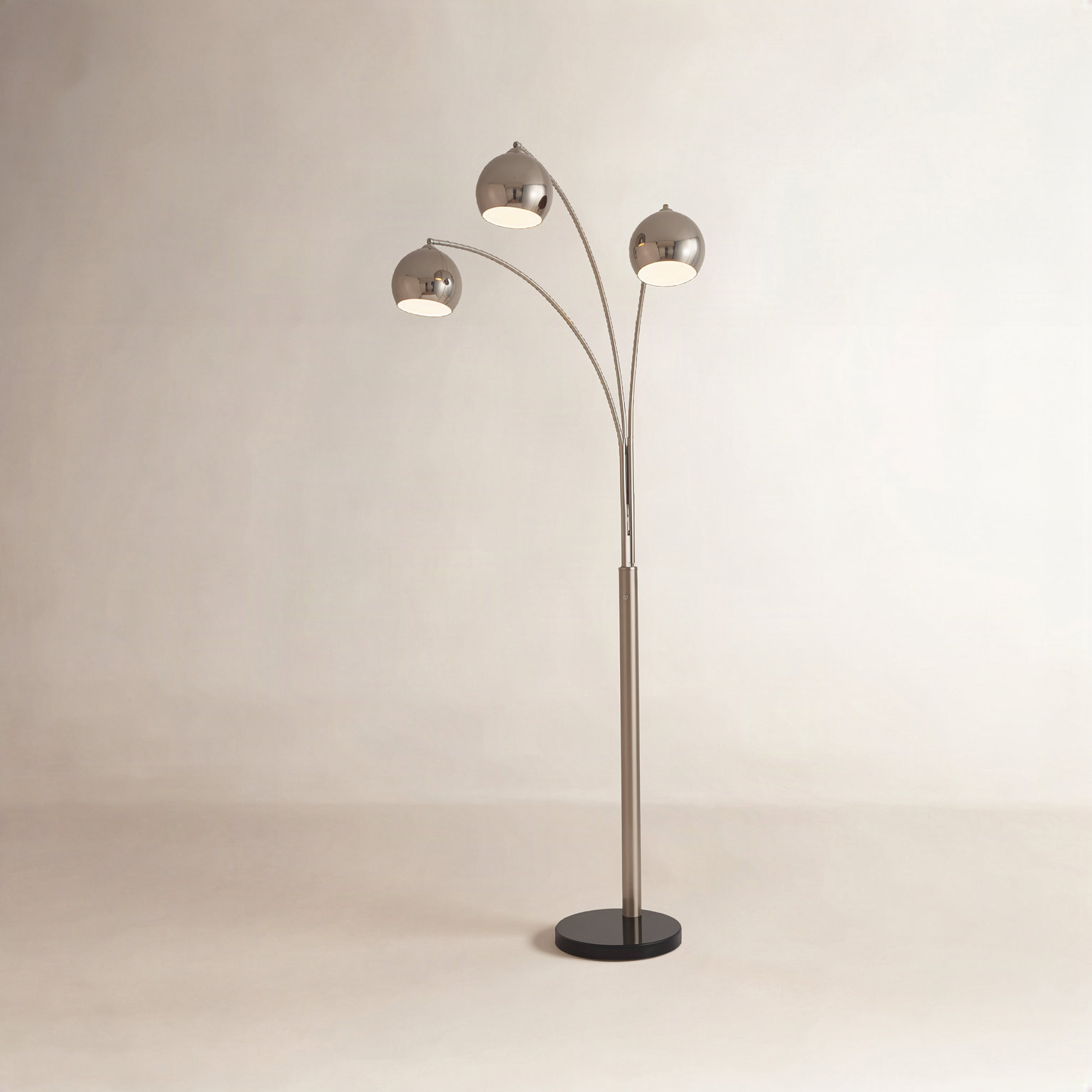 85" Marble Floor Lamp, Satin Nickel