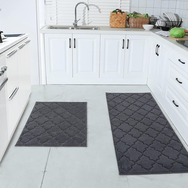 Tapis de cuisine Muhd, Rectangle 1 pi 8 po x 2 pi 6 po + 1 pi 8 po x 4 pi, Gris foncé