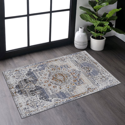 Tapis médaillon 2 x 3 résistant aux taches pour une touche luxueuse
