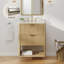 Meuble-lavabo moderne en bois massif cannelé 2-en-1 Alburtis 24 po, mural ou autoportant, avec lavabo encastré-877659999