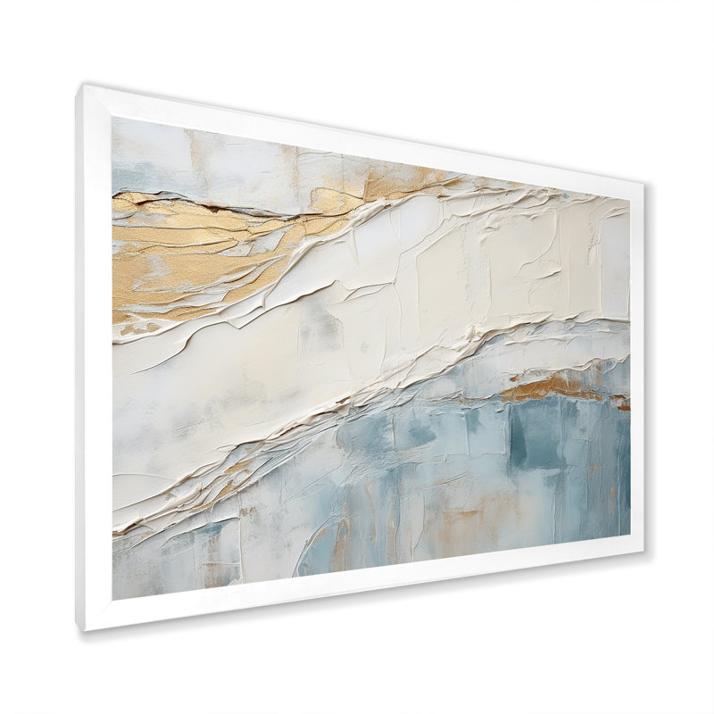 «Chrysi - Coastal Minimalisme», reproduction sur toile encadrée, Cadre blanc, H 16 po x l 32 po x P 1 po