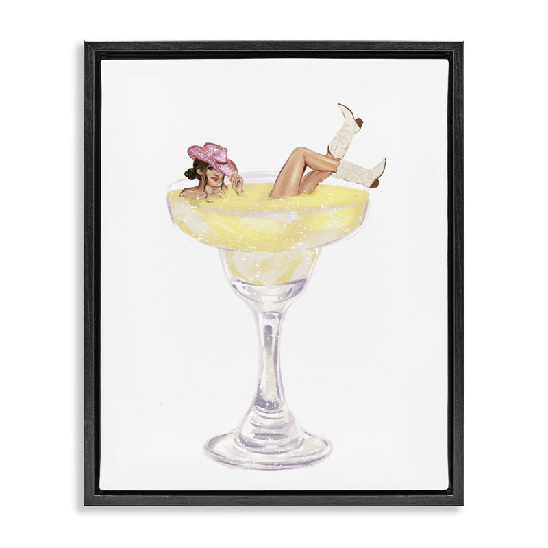 Glam Cowgirl dans un cadre flottant Margarita, design par Ziwei Li, H 21 po x l 17 po, Cadre flottant noir de jais