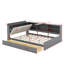 Lit plateforme double avec tête de lit, tablettes et tiroirs de rangement-1820361729