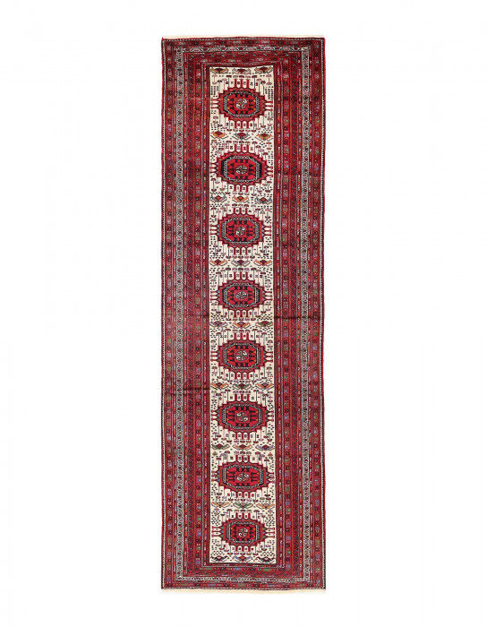 One-of-a-Kind 3'6"x12'10" Area Rug in Beige/Red/Navy Blue