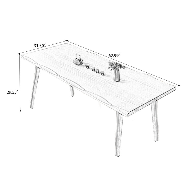 Brown Rectangular Solid Wood Dining Table, 29.53"H x 62.99"L x 31.5"W