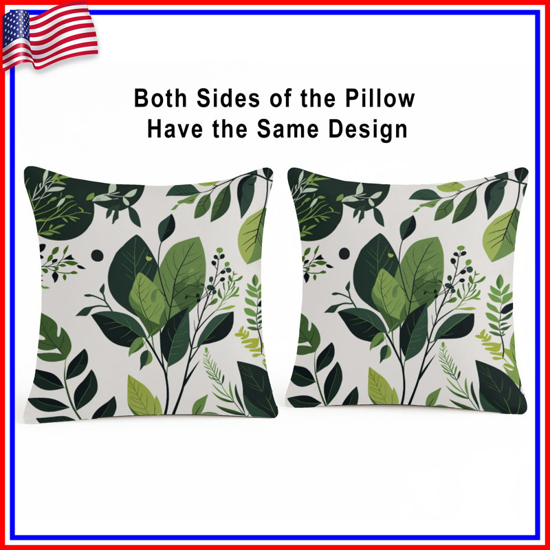 Coussin Leaves, coussins double face nature, 16 po x 16 po