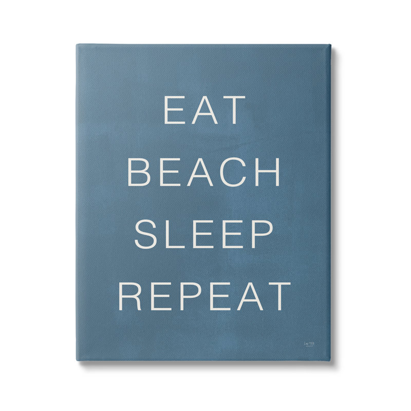 Eat Sleep Beach Répétition, Toile, H 16 po x l 16 po x P 1,5 po
