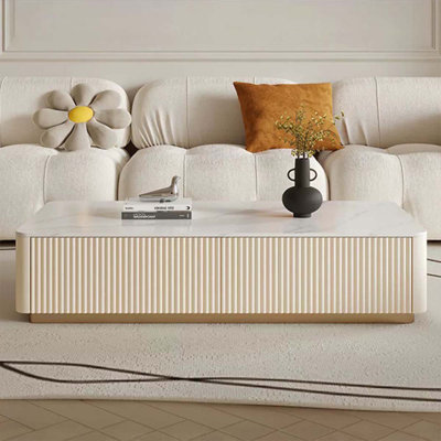 Table basse rectangulaire en bois manufacturé blanc