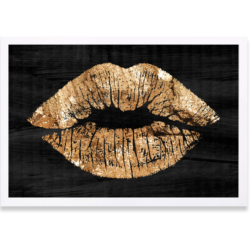 «Fashion and Glam Solid Kiss Night Lips», reproduction d'impression, H 17,5 po x l 25,5 po, Cadre blanc