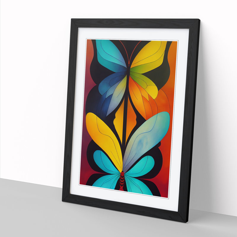 Butterfly Abstract - Single Picture Frame Print, Black, 64cm H x 46cm W