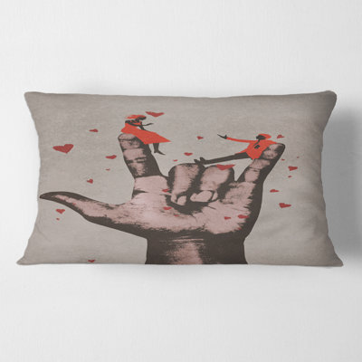 I Love You Sign with Romantic Couple Rectangular Pillow Cover & Insert