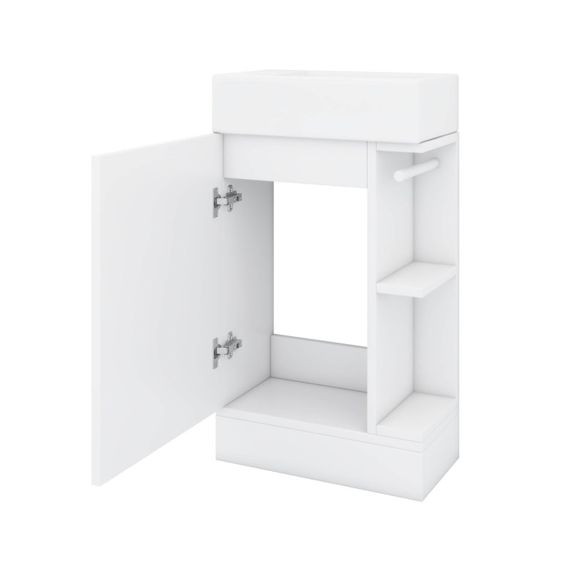 Meuble-lavabo 18,6 po avec meuble-lavabo et tablette à deux niveaux, Blanc