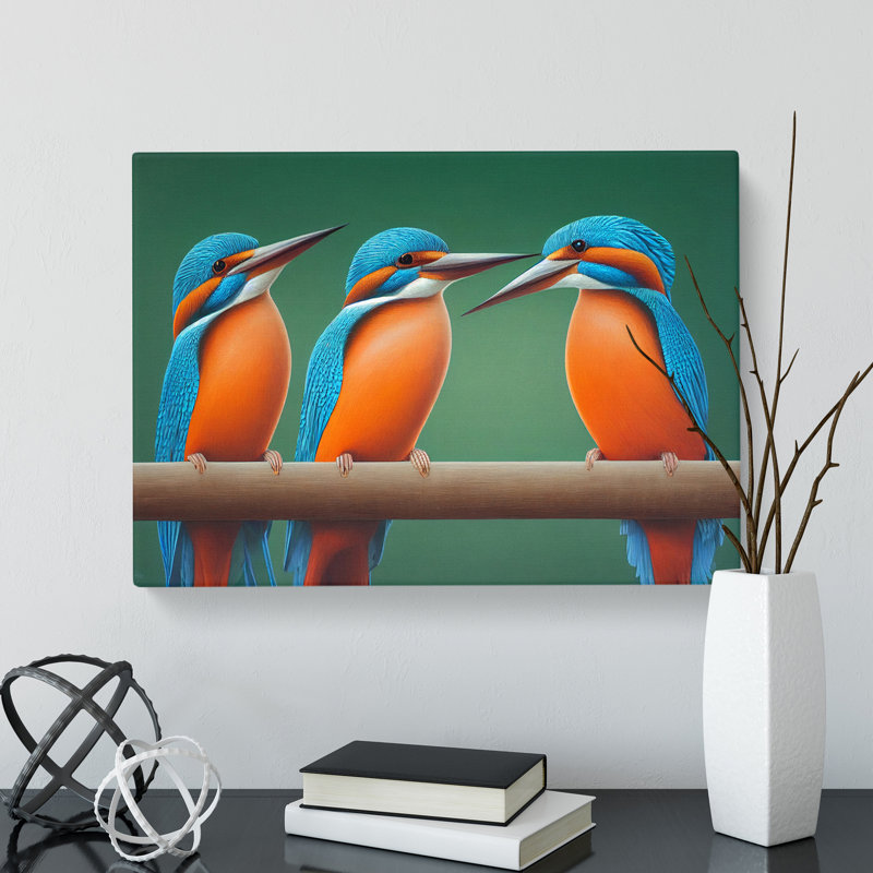 Welcoming Kingfisher Birds - Wrapped Canvas