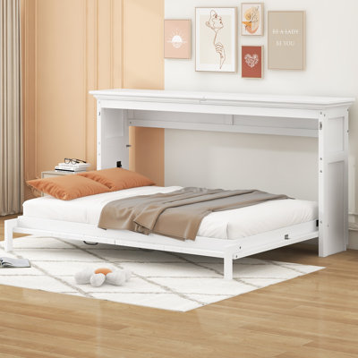 Borel Modern Space-Saving Solid Wood Murphy Bed Cabinet with Foldable Design